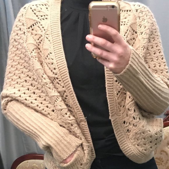 Dolman Batwing Sleeve Crochet & Knit Cardigan NWOT - Picture 7 of 16